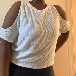 H&M Cutout Shoulder Crop White Top - Size M NWOT